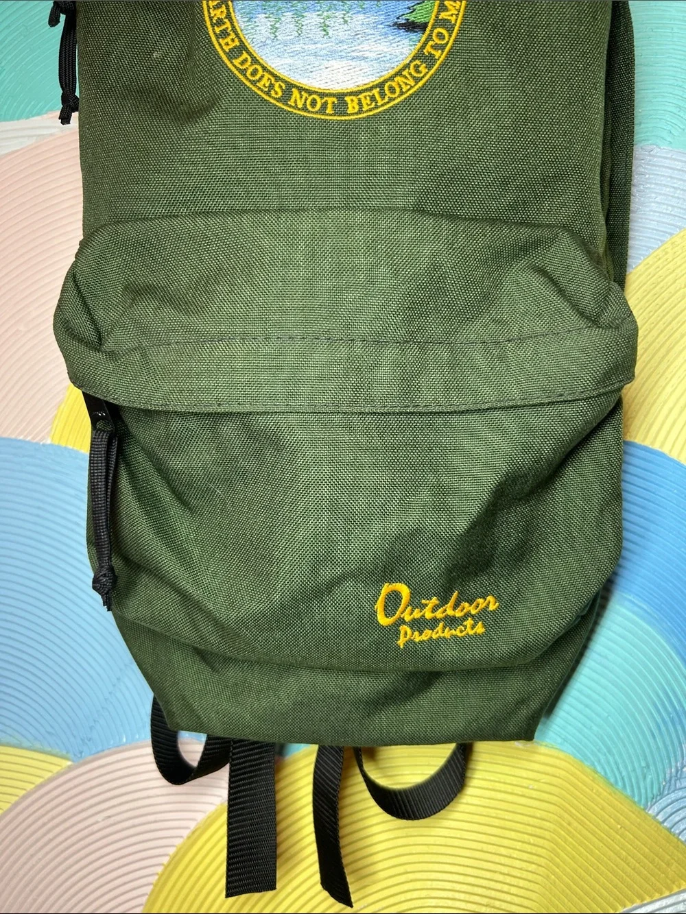 Outdoor Products Men's Olive Green Backpack with Nature Patch